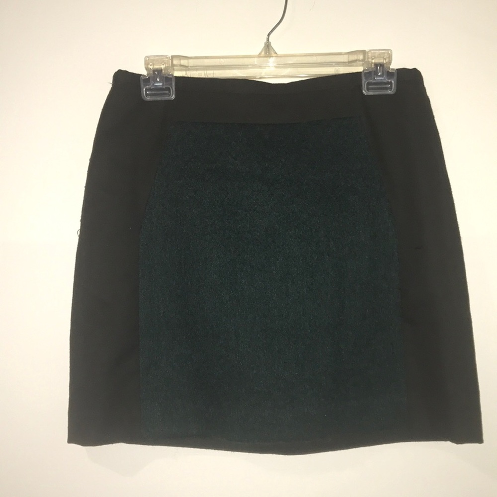 Green partial wool mini skirt